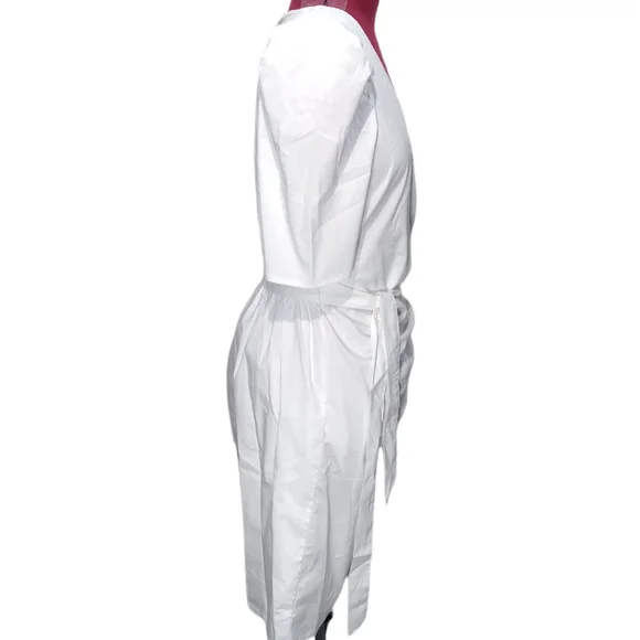 NY & Co. New Puff Sleeve White Poplin Wrap Dress Small - Picture 5 of 12